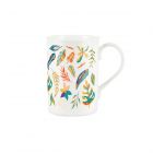 bohemian leaf and flower mug made from bone china