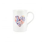 high quality fine bone china white mug with pretty floral heart pattern