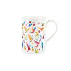 Fine bone china mug printed with bright parrots