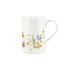 Fine Bone china mug with curved lip and meadow print
