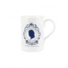 a fine bone china with a silhouette design of King Charles III and Queen Consort Camilla