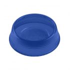 a large blue plastic dog food bowl with non slip feet