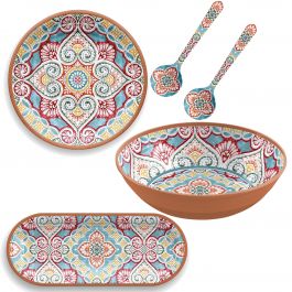 Epicurean Rio Medallion Outdoor/Camping/BBQ-Plastic/Melamine Dinner Plates x 8 