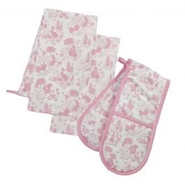 Peter Rabbit Classic Double Oven Glove Tea Towels Set Pink