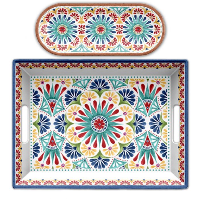 Rio Medallion Melamine Serving Tray Platter Set