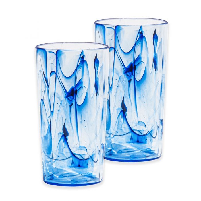 Aegean Swirl Blue Acrylic Plastic Jumbo Drinking Cups Set 23oz Auntie Morags