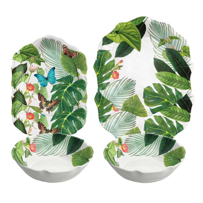 Amazon FULLY FLORAL BUTTERFLY Melamine Outdoor Dinnerware Set