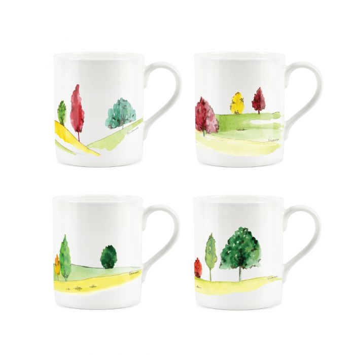 Purely Home Small Bone China Mug English Landscapes by Rhiannon Chauncey Set of 4