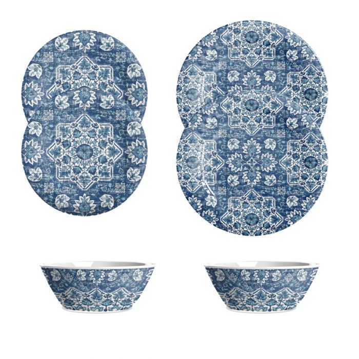 Blue melamine dinnerware clearance sets