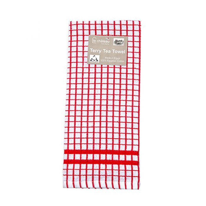 Red and 2025 white tea towel