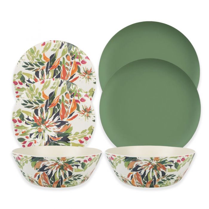 Mediterranean Garden Melamine Dinnerware Set Turf Green