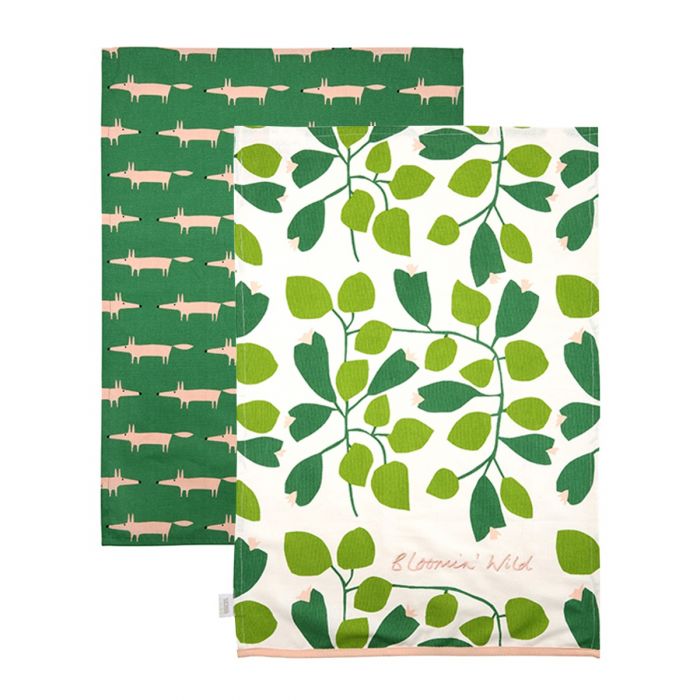 Scion Mr Fox Mint Leaf Tea Towels Set of 2 Auntie Morags