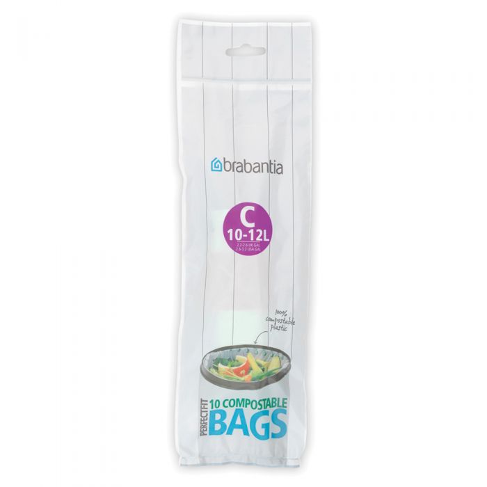 PerfectFit Compostable Food Caddy/Bin Bags 10xBrabantia 10-12 Litre–Code X 