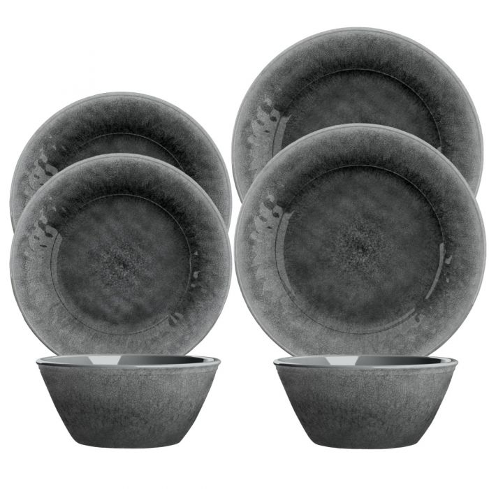 Potters Reactive Glaze Grey Melamine 6 Piece Outdoor