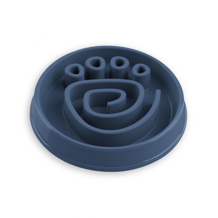 Paw Print Maze Large Slow Feeder Dog Bowl Navy Blue Auntie Morags
