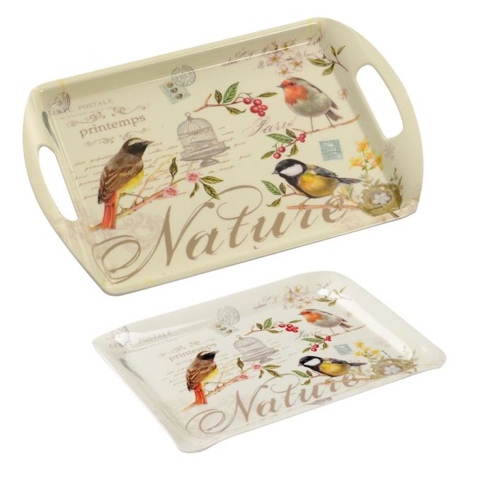 Eddingtons Song Bird Medium Melamine Tray With Handles Scatter Tray Set