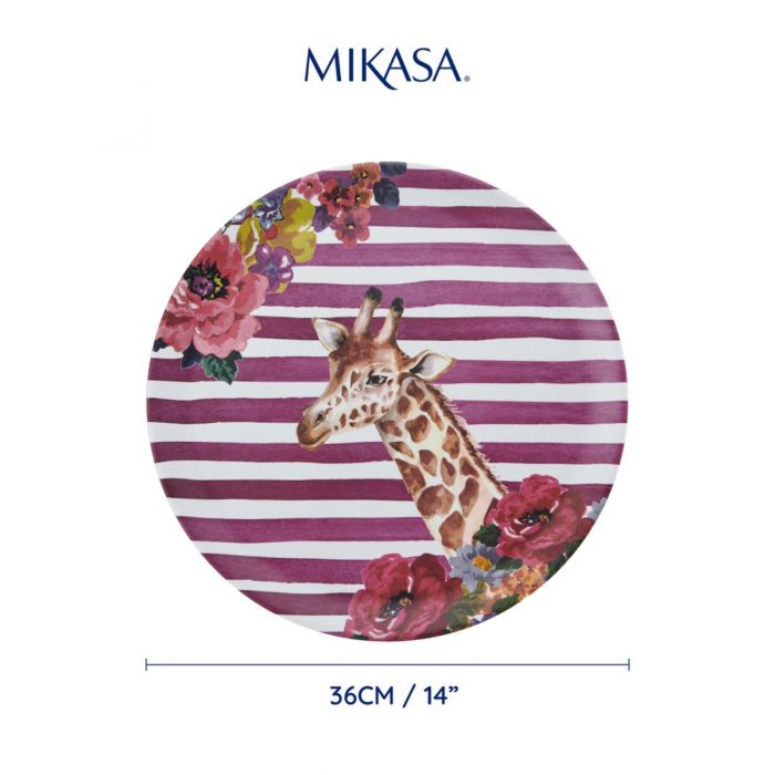Mikasa Wild At Heart Round Serving Tray Giraffe Auntie Morags