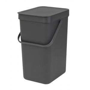 Brabantia Sort & Go Kitchen Recycling Bin - Grey - 12L Size