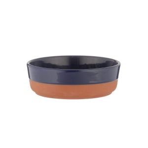 Navy blue dipped glaze tapas bowl made form natural terracotta.