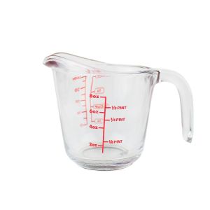 250 ml capacity glass measuring jug with different metric options