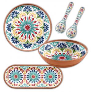 Rio Medallion Melamine Serving Set with Platters - 4 Piece