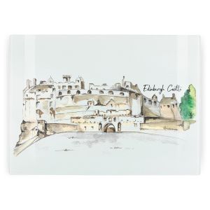 Purely Home Large Rectangular Textured Glass Chopping Board - Edinburgh Castle