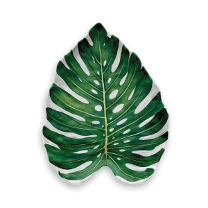 Amazon Floral Monstera Leaf Green Platter