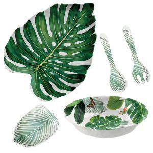 Epicurean Amazon Floral Melamine 4 Piece Serving Set (with Salad Bowl)