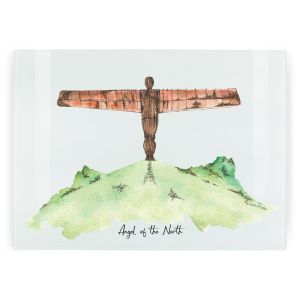 Purely Home Large Rectangular Textured Glass Chopping Board - Angel of the North