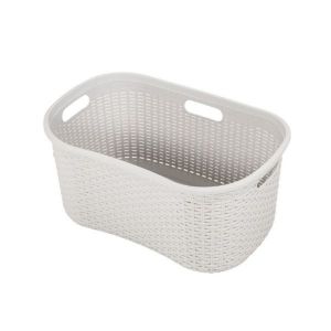 Addis 40L Rattan Effect Hipster Laundry Basket - Light Grey