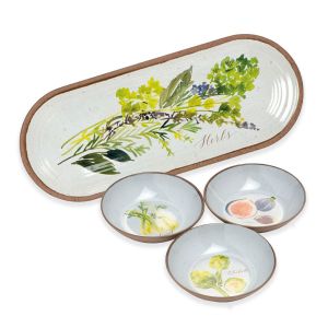 Alfresco Melamine Oval Tray & Dipping Bowls Set