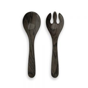 brown wood-effect salad servers