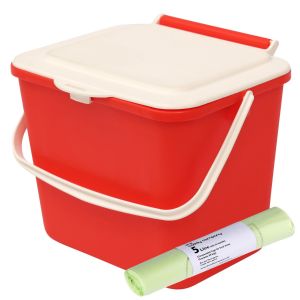 Kitchen Caddy - 5L Size - Red & Cream & 50 x 5L Bags
