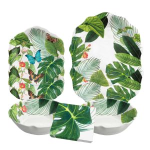 Amazon Fully Floral/Butterfly Melamine Dinnerware Set with Napkins