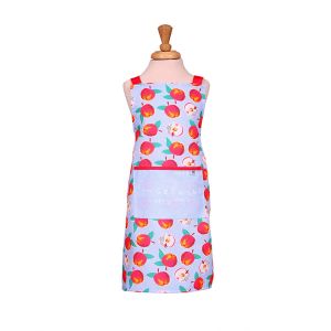 Toddler full front and back apron with apples printed on it