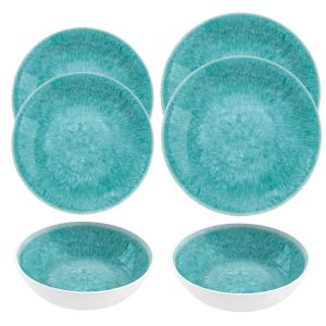 Bali Brights Aqua/Turquoise Melamine Dinnerware Set