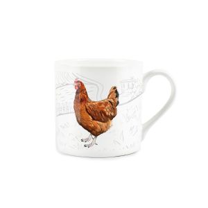 Countryside mug made from fine bone china, printed with a red hen