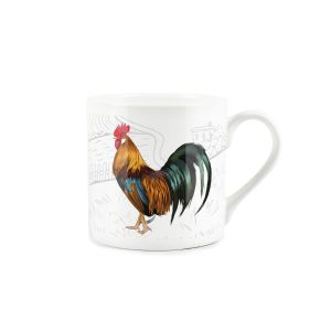 Cockerel and farm printed fine china mug