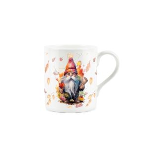 Mug featuring Gnome on autumnal background. 