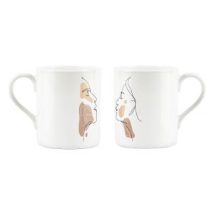 Purely Home Small Bone China Kissing Couple Mugs