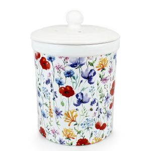 Colourful floral design compost caddy