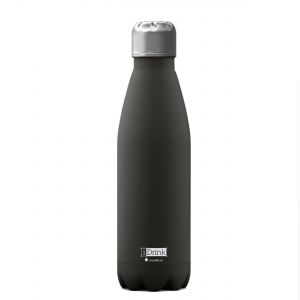 Matte black stainless steel water bottle with insulation features
