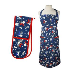 Dexam Bloom Indigo Apron & Double Oven Glove Set