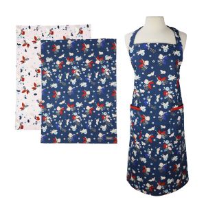 Dexam Indigo Bloom Apron & Tea Towels Set