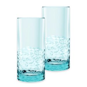 Cube Blue Acrylic Plastic Highball Drinking Cups - Set