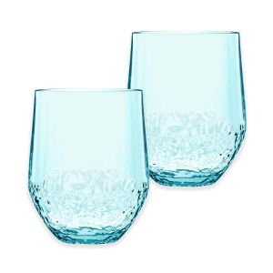 Cube Blue Acrylic Plastic Stemless Drinking Cups - Set