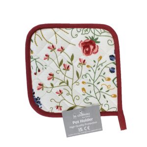 Square pot holder with rose and floral design