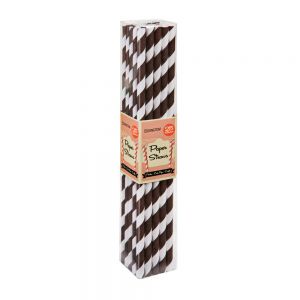 Chocolate Brown Stripe Paper Straws (25 Straws)