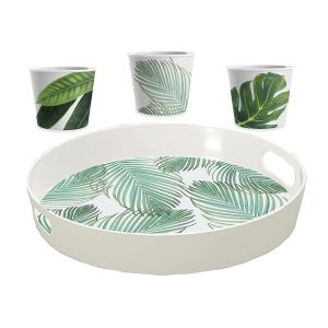 Epicurean Amazon Floral Melamine 4 Piece Ice-Cream Serving Set & Tray