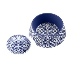 Canyon Clay Indigo Melamine Medium Pet Bowl & Saucer Set